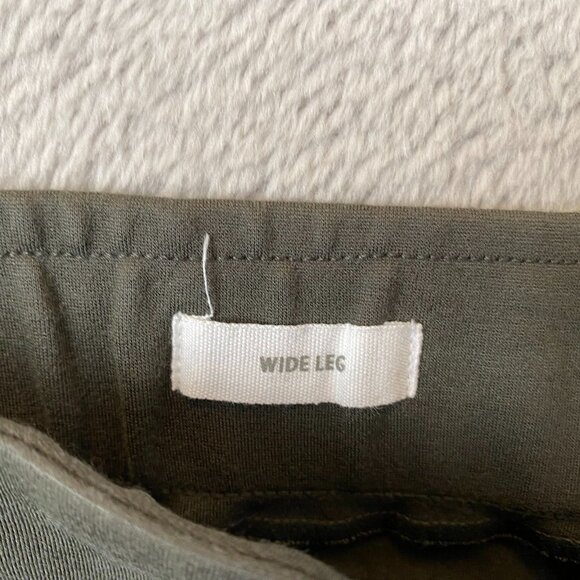 LOFT Outlet Wide-Leg Pants Womens Medium Green Trouser Flat Front Casual Y2K - Picture 7 of 11